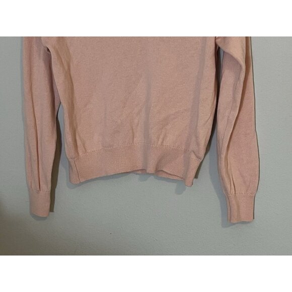 Wilfred Aritzia Pullover Sweater Small Merino Wool Blend Collared V Neck Pink - Picture 3 of 16